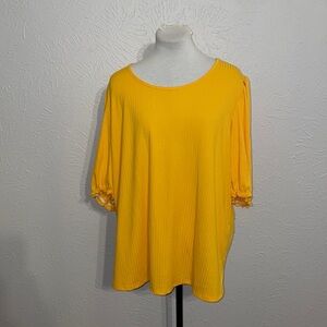Kim & Cami Golden Yellow Pullover Blouse 2X